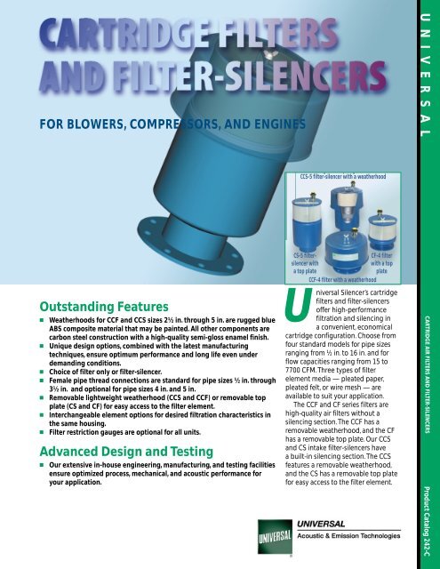 Cartridge Filters and Filter Silencers - Universal: Acoustic Silencers