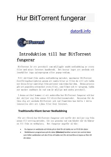 Hur BitTorrent fungerar - Dator