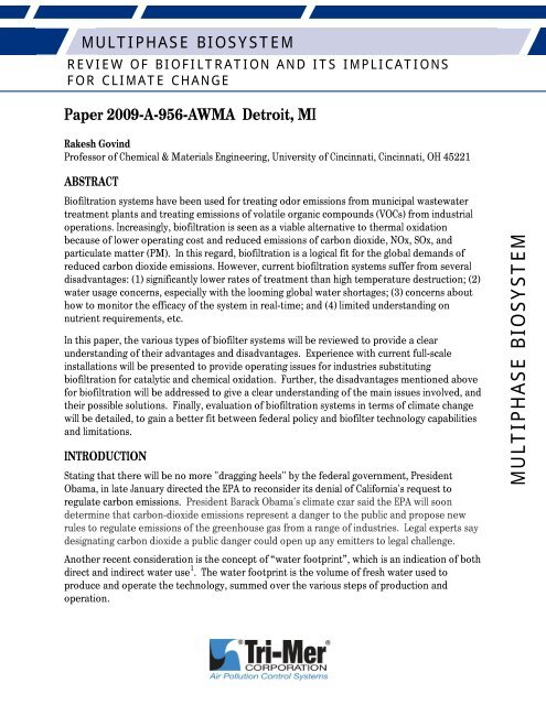 Biofiltration Alternative To Catalytic Oxidation Tri Mer - 