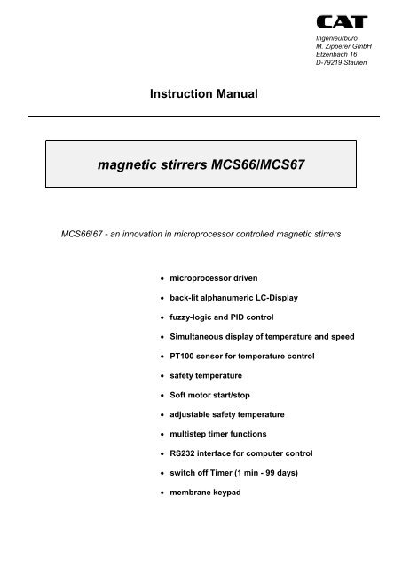 magnetic stirrers MCS66/MCS67 - FineMech