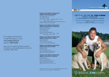 Brochure "Metti al sicuro il tuo cane" - Regione Lazio