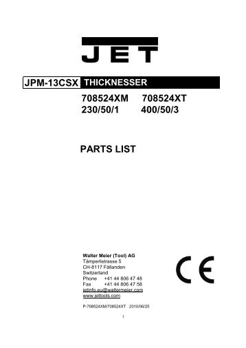 JPM-13CSX_Part List_20100625 - VDH Machines ...