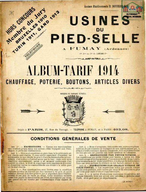 PIED-SELLE tarif 1914 - Ultimheat