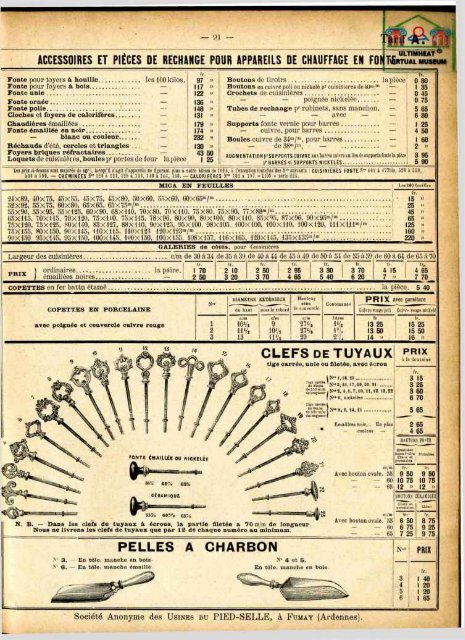 PIED-SELLE tarif 1914 - Ultimheat