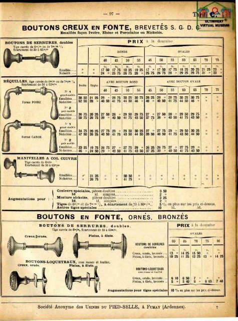 PIED-SELLE tarif 1914 - Ultimheat