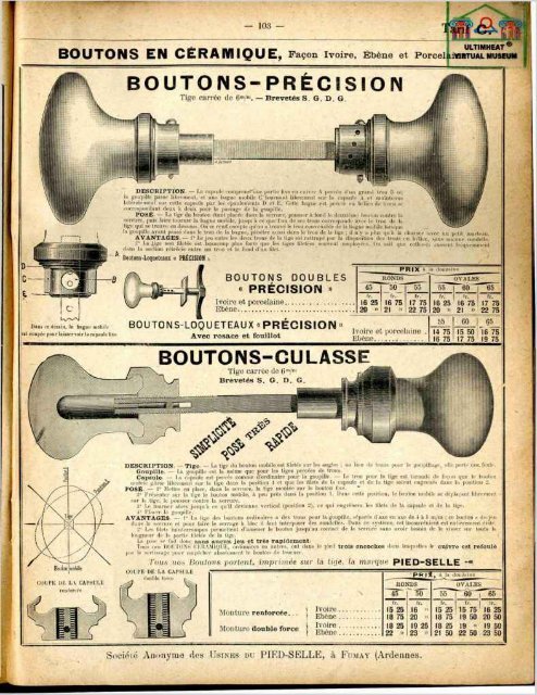 PIED-SELLE tarif 1914 - Ultimheat