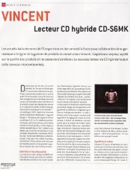 Test du lecteur Vincent CD-S6MK dans le magazine Prestige Audio ...