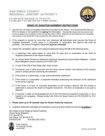 Avigation Easement Form - San Diego International Airport