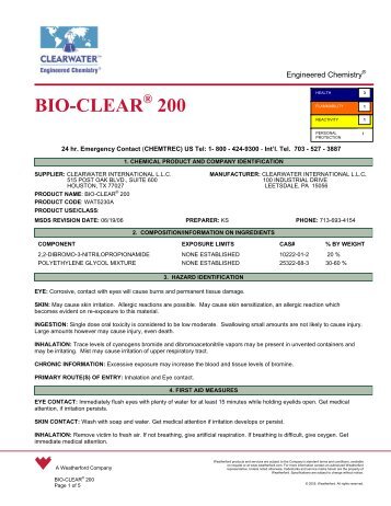 bio clear 200 msds