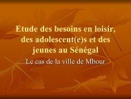 Etude des besoins en loisir,des adolescent(e)s et des jeunes au ...