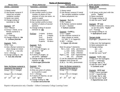 Nomenclature Flow Chart