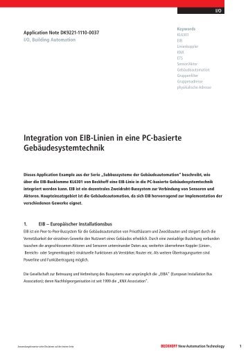 Integration von EIB-Linien in eine PC-basierte Gebäudesystemtechnik