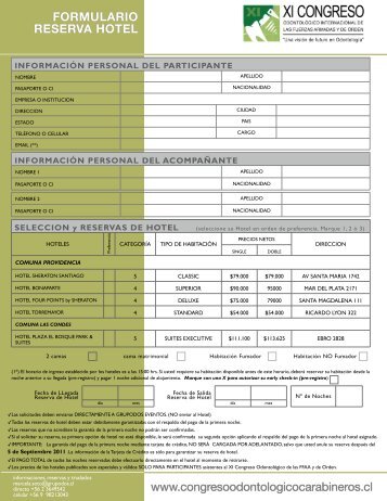 formulario reserva hotel - CAPDE