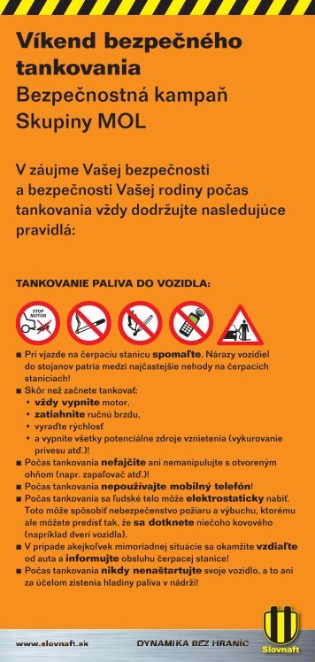 Zásady bezpečného tankovania (pdf, 170 kB) - Slovnaft