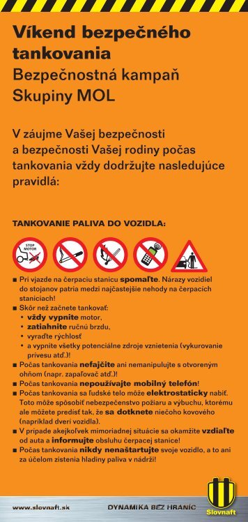 Zásady bezpečného tankovania (pdf, 170 kB) - Slovnaft