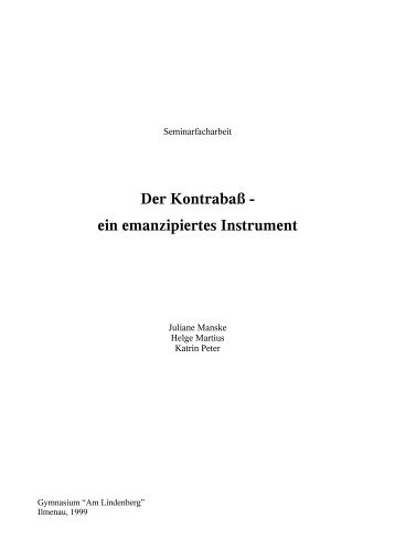 Der KontrabaÃŸ - ein emanzipiertes Instrument - Katrin Bierkandt