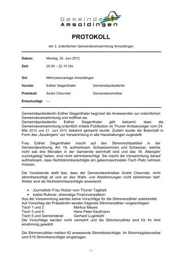 Protokoll der Gemeindeversammlung vom 25.06.2012 - Amsoldingen