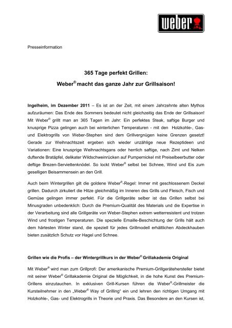 15.12.2011 - Weber Wintergrillen - Weber - Der Grill. Das Original.