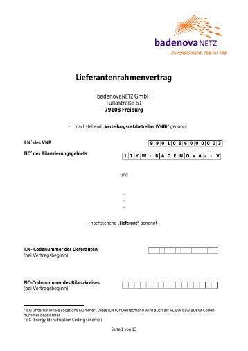 Lieferantenrahmenvertrag - badenovaNETZ GmbH