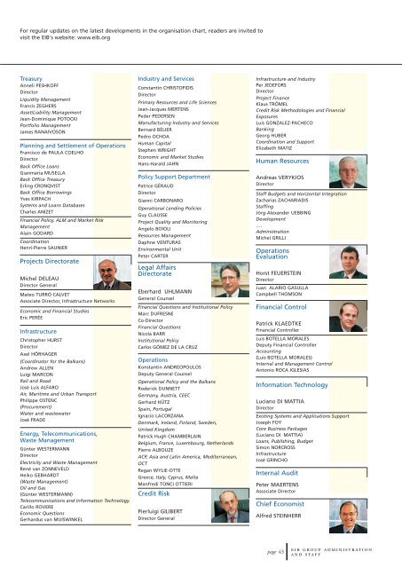 Eib Organisation Chart