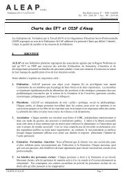 Charte des EFT et OISP d'Aleap