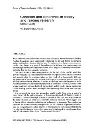 Cohesion and coherence in theory and reading research