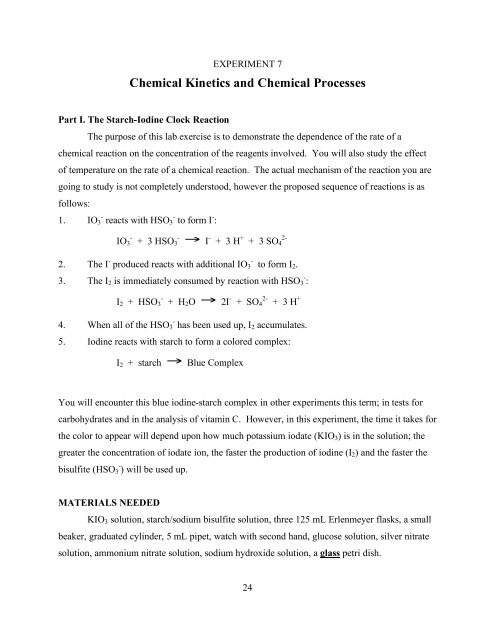 Chemical Kinetics and Chemical Processes