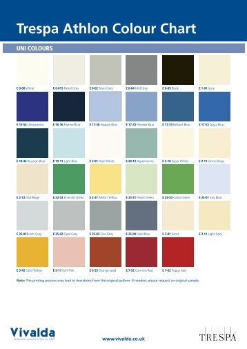 Trespa Athlon Colour Chart - Vivalda