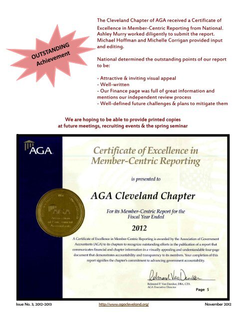 November 2012 - AGA Cleveland Chapter
