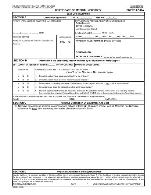 Medicare's Certificate of Medical Necessity form (.PDF) - ActiveForever