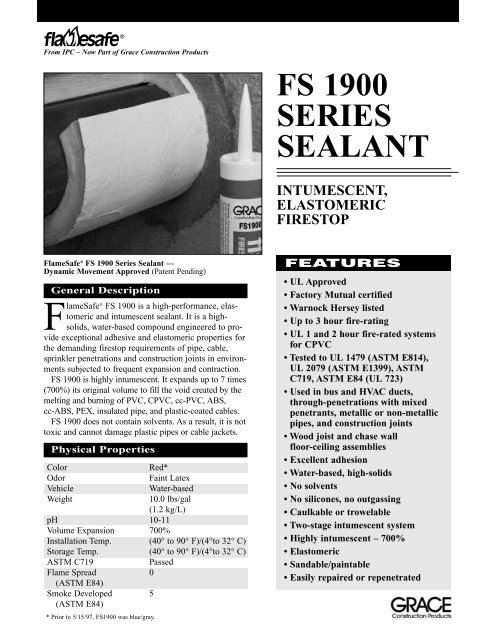 fs 1900 series sealant intumescent, elastomeric firestop - Building ...