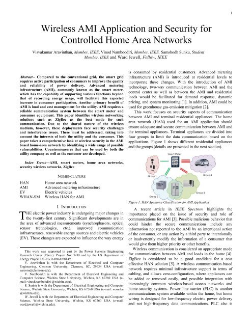 Wireless AMI Application and Security for Controlled Home Area ...