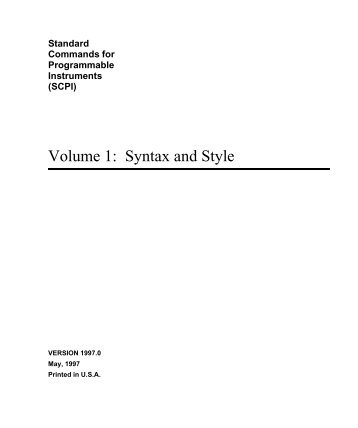 Volume 1: Syntax and Style