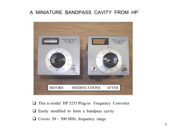 HP 5253 Frequency Converter makes a High Q VHF ... - Ve2azx.net