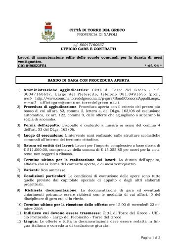 CITTÃ DI TORRE DEL GRECO PROVINCIA DI NAPOLI c.f. ...