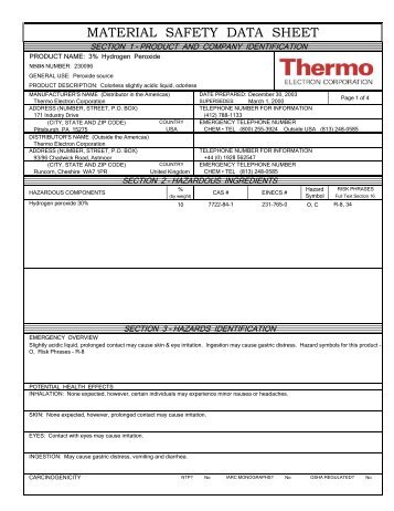 3% Hydrogen Peroxide MSDS NUMBER - Grice Marine Laboratory