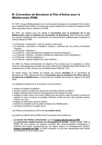 B- Convention de Barcelone et Plan d'Action pour la MÃ©diterranÃ©e ...