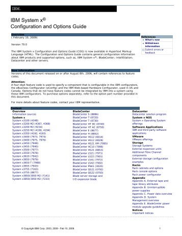 IBM System xÂ® Configuration and Options Guide - IBM Quicklinks