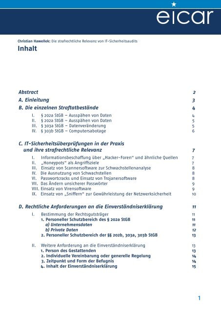 Die strafrechtliche Relevanz von IT-Sicherheitsaudits (pdf, 735 - Eicar