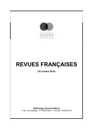 REVUES FRANÃAISES - MÃ©diathÃ¨que Musicale Mahler