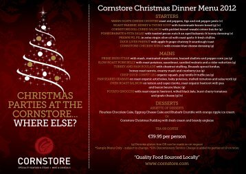 christmas parties at the cornstore... where else? - Restaurant Limerick