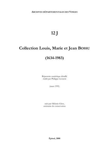 Collection Louis, Marie et Jean BOSSU - Archives dÃ©partementales