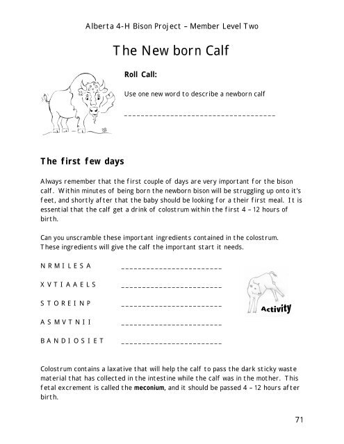 Alberta 4 H Bison Project A A A Member Level Two