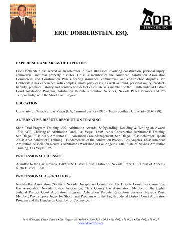 Eric Dobberstein, Esq. Resume - ADR Services, Inc.