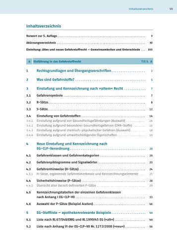 Inhaltsverzeichnis - Deutscher Apotheker Verlag