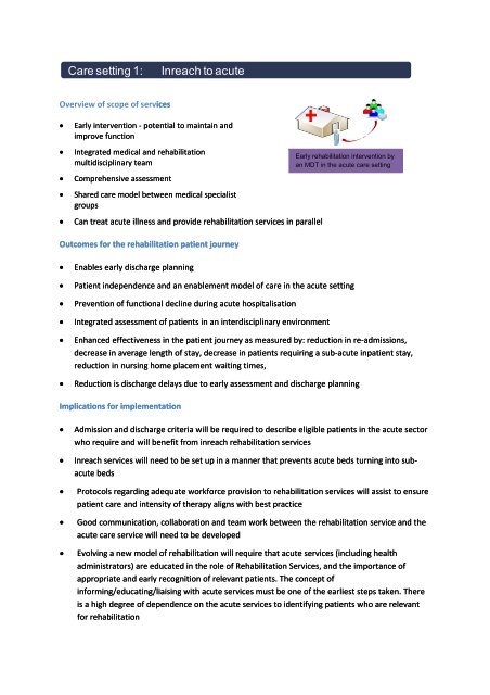 Care setting 1: Inreach to acute ( pdf - 100 KB) - ARCHI