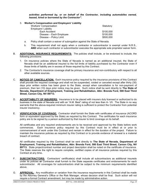 request for proposal no. 1004-rehab - Nevada Department of ...