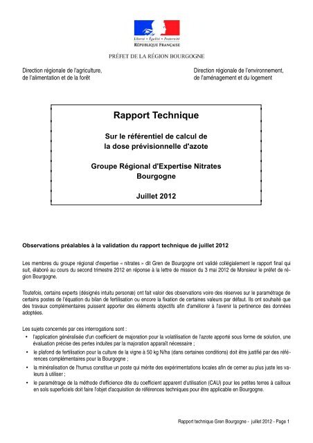 Rapport Gren Bourgogne - DRAAF de Bourgogne