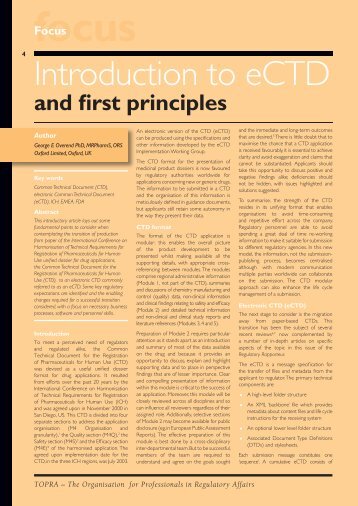 Introduction to eCTD and first principles - TOPRA