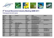 6 th Annual Biocontrol Industry Meeting ABIM 2011 Participants list